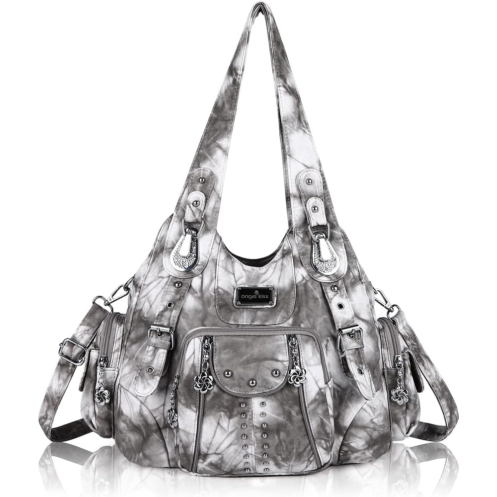image:imageAngel Kiss Purses for Women Soft PU Leather Large Hobo Bags for Women Shoulder Bag Soft702819grey