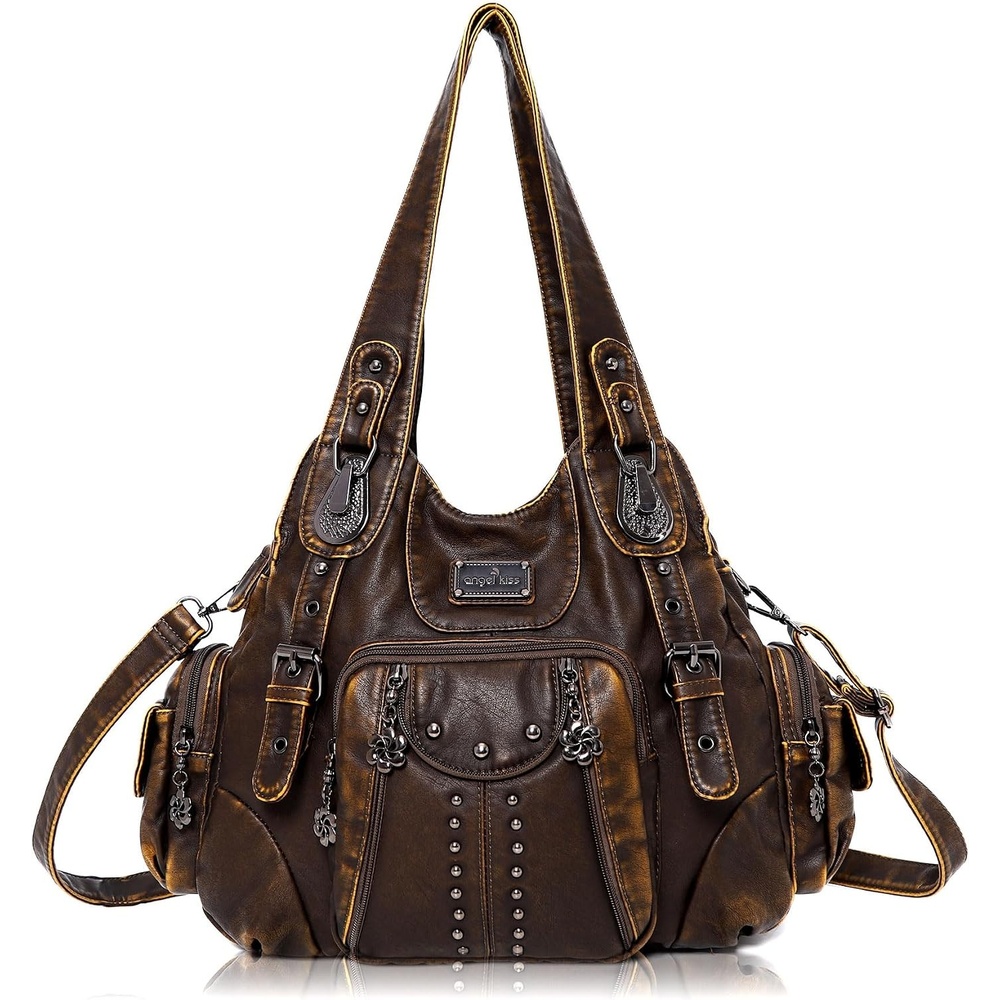 image:imageAngel Kiss Purses for Women Soft PU Leather Large Hobo Bags for Women Shoulder Bag  SoftDbrown801