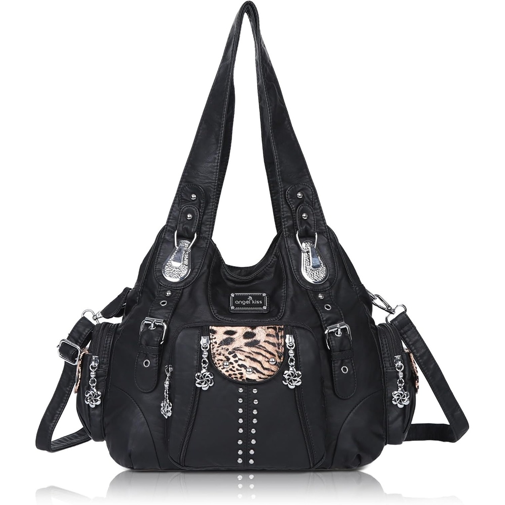 image:imageAngel Kiss Purses for Women Soft PU Leather Large Hobo Bags for Women Shoulder Bag  SoftPblack Brown