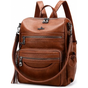 Angel Kiss Women’s Backpacks & Purse – PU Leather Zipper Casual Backpacks & Shoulder Bags(94brown)