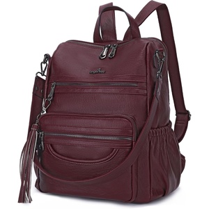 Angel Kiss Women’s Backpacks & Purse – PU Leather Zipper Casual Backpacks & Shoulder Bags(Y-21wine)