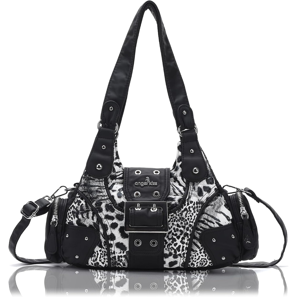 image:imageAngel Kiss Hobo Purses for Women Small Vegan Leather Shoulder Handbag Vintage MultiPocket Crossbody Bag Tote BagBW Leopard