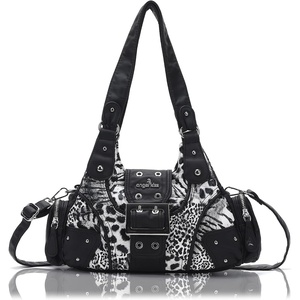 Angel Kiss Hobo Purses for Women, Small Vegan Leather Shoulder Handbag, Vintage Multi-Pocket Crossbody Bag Tote Bag(B/W Leopard)