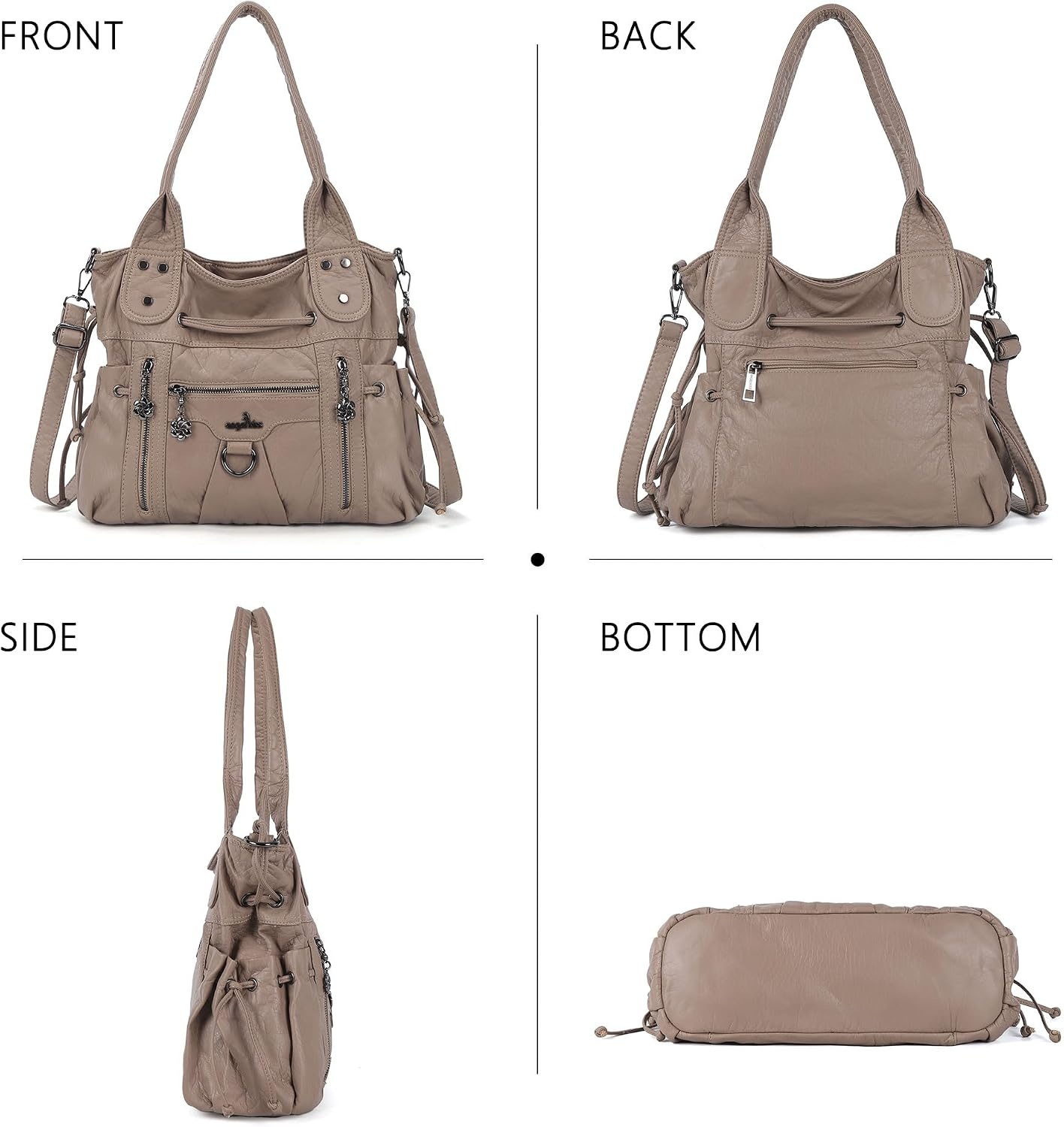image:imageAngel Kiss Hobo Bags for Women Fashion Shoulder Bag Ladies Purses and Handbags Roomy Tote Bags Purse with Crossbody StrapApricot