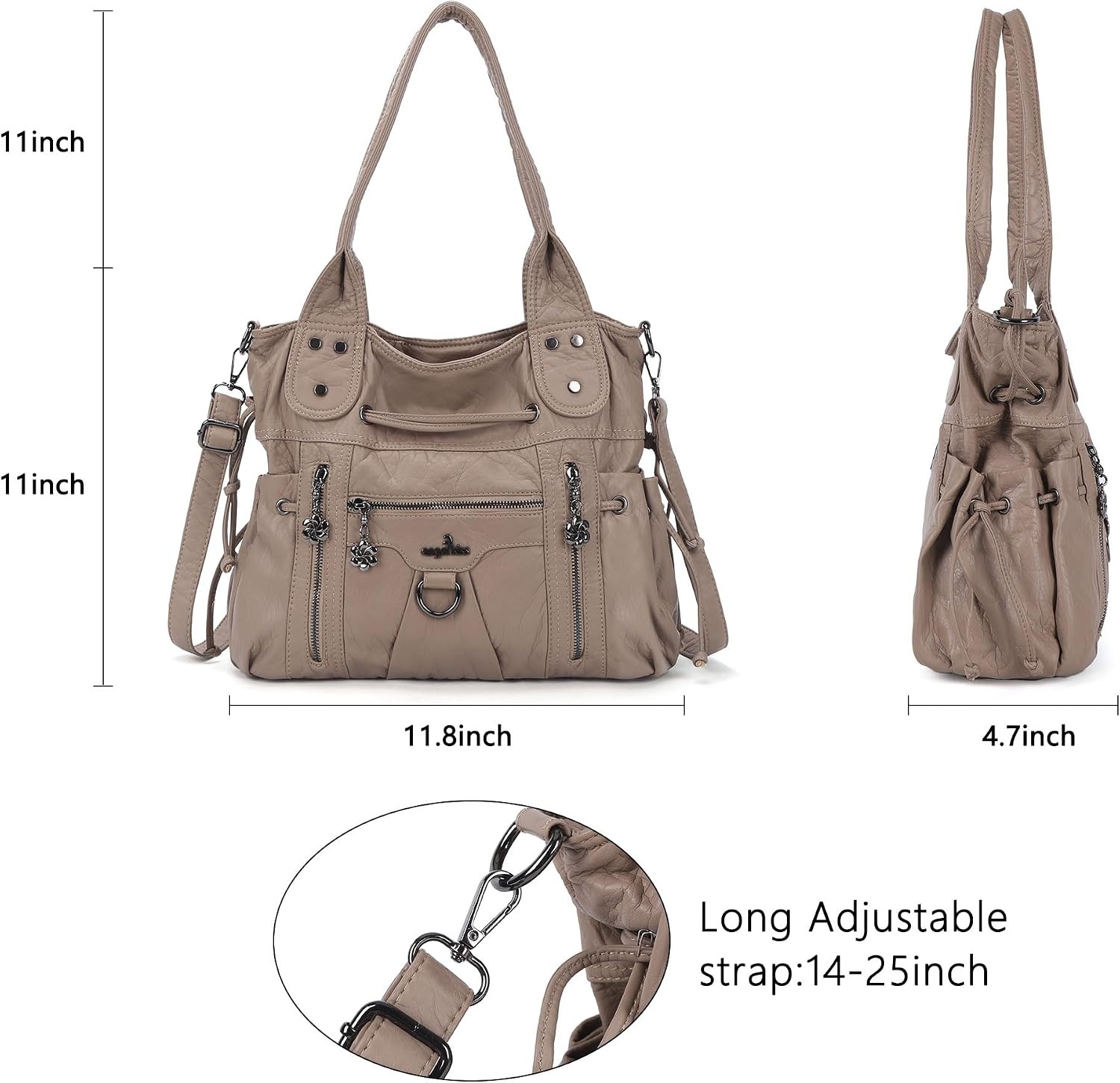 image:imageAngel Kiss Hobo Bags for Women Fashion Shoulder Bag Ladies Purses and Handbags Roomy Tote Bags Purse with Crossbody StrapApricot