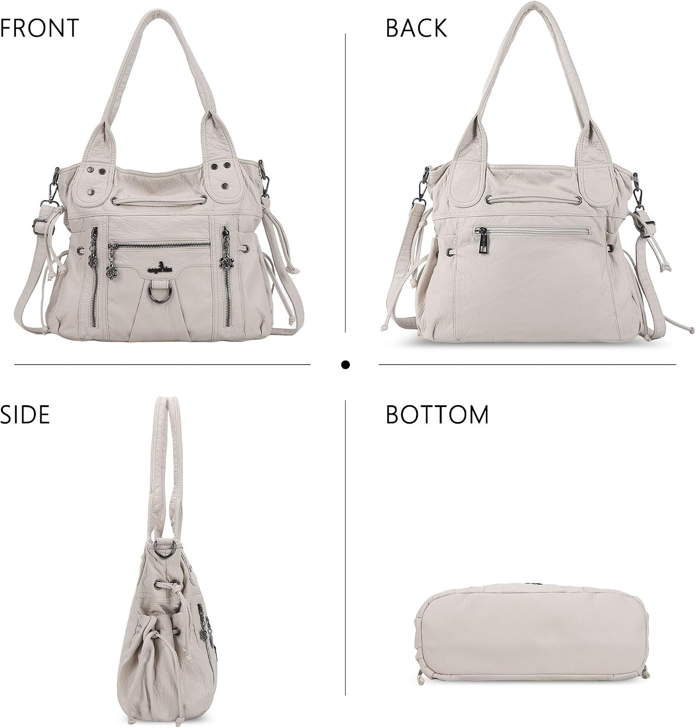 image:imageAngel Kiss Hobo Bags for Women Fashion Shoulder Bag Ladies Purses and Handbags Roomy Tote Bags Purse with Crossbody StrapBeige