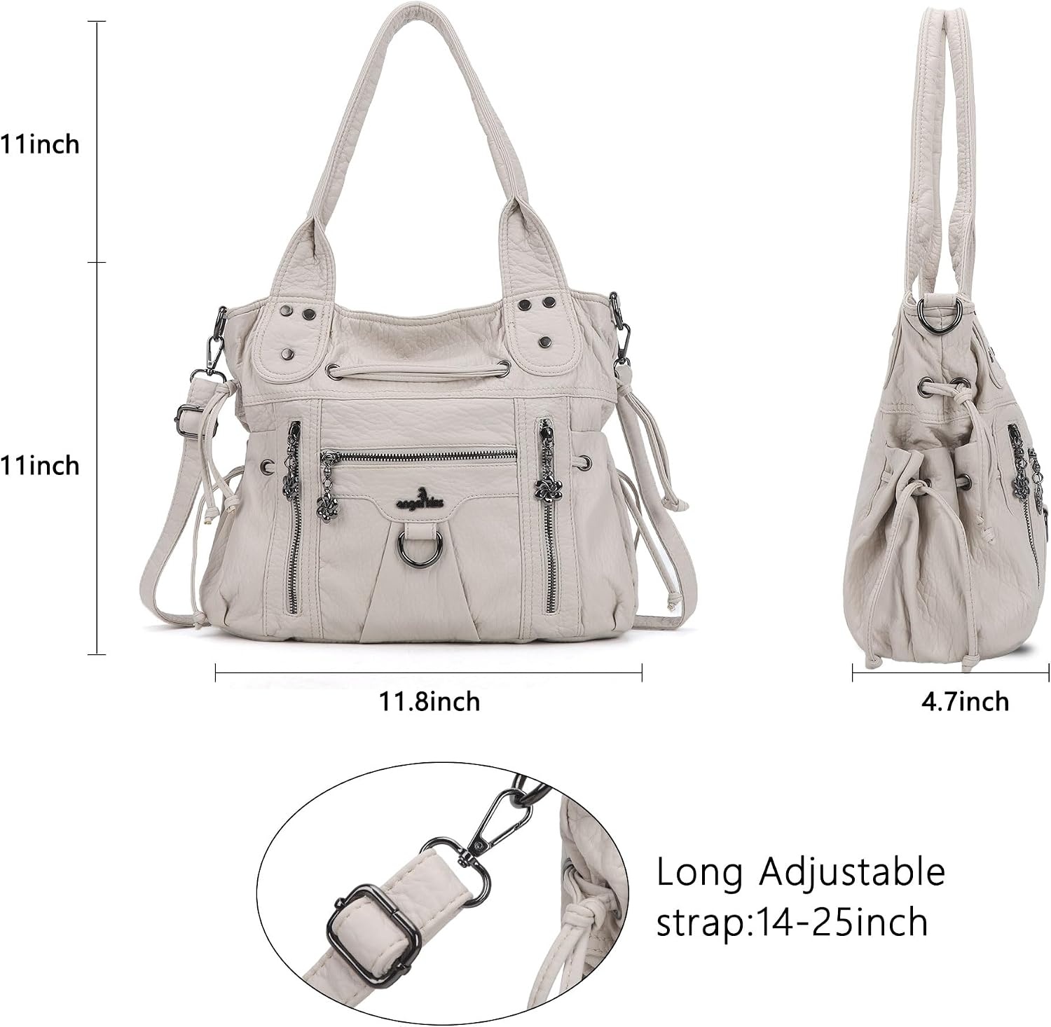 image:imageAngel Kiss Hobo Bags for Women Fashion Shoulder Bag Ladies Purses and Handbags Roomy Tote Bags Purse with Crossbody StrapBeige