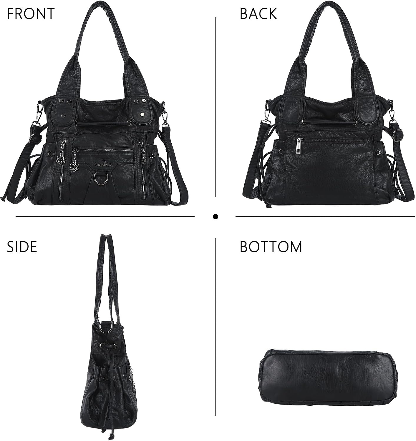 image:imageAngel Kiss Hobo Bags for Women Fashion Shoulder Bag Ladies Purses and Handbags Roomy Tote Bags Purse with Crossbody StrapBlack