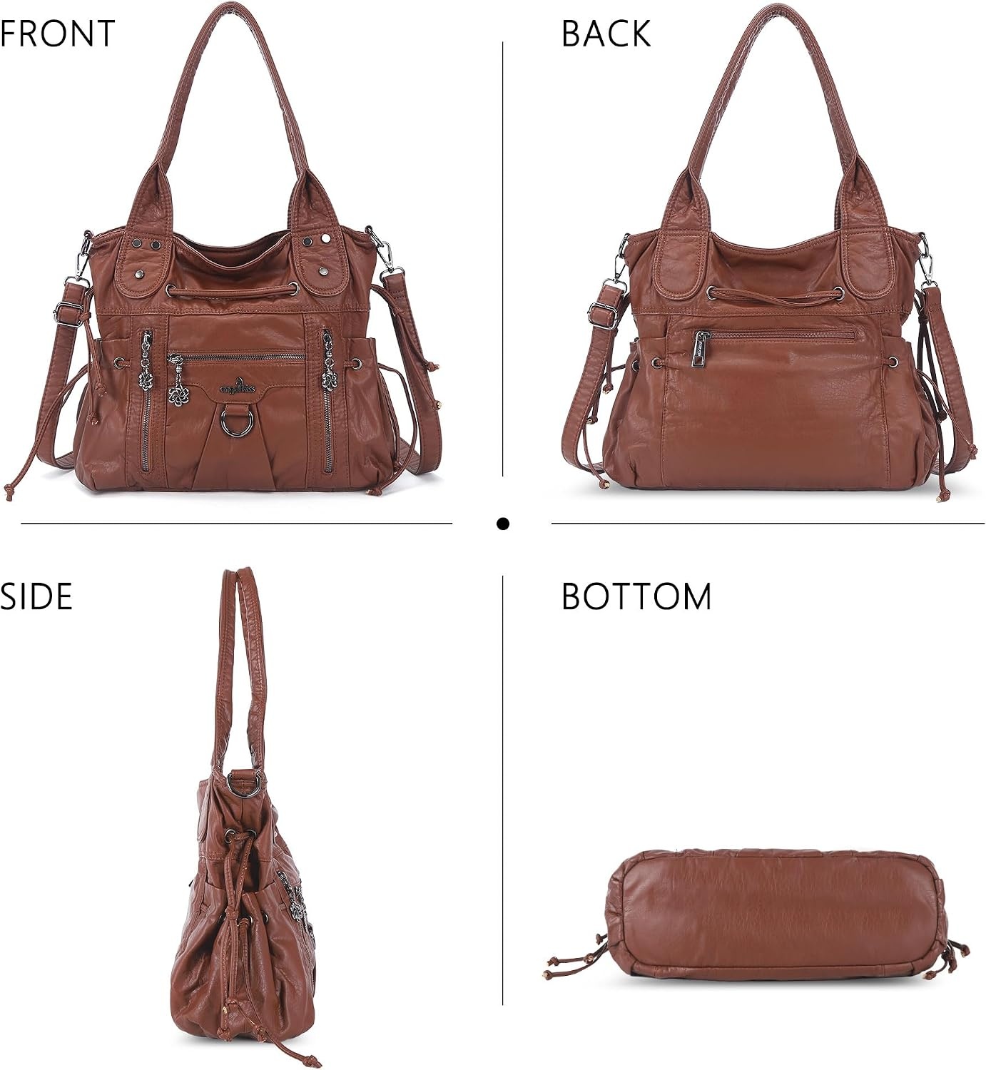image:imageAngel Kiss Hobo Bags for Women Fashion Shoulder Bag Ladies Purses and Handbags Roomy Tote Bags Purse with Crossbody StrapBrown