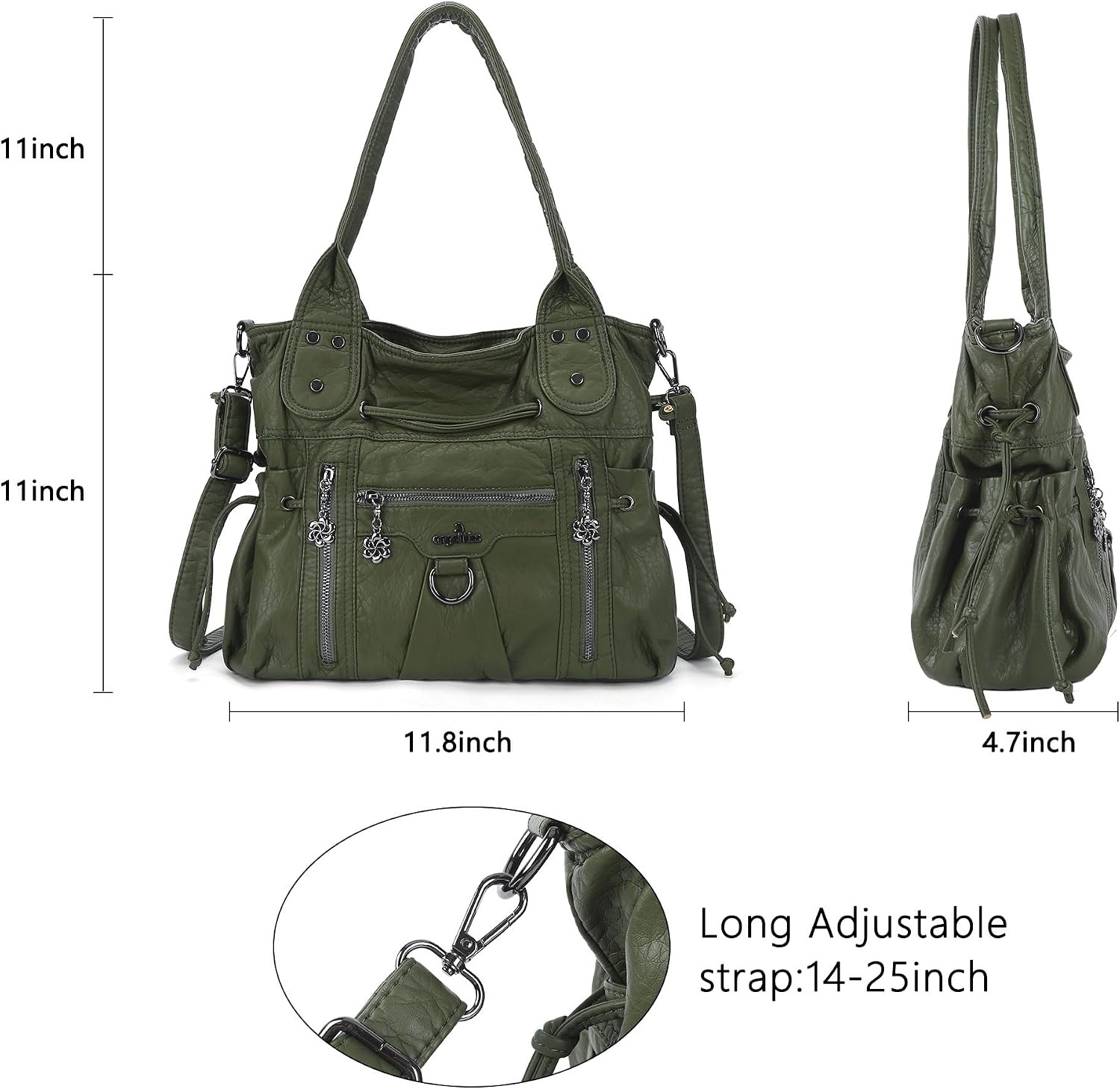 image:imageAngel Kiss Hobo Bags for Women Fashion Shoulder Bag Ladies Purses and Handbags Roomy Tote Bags Purse with Crossbody StrapGreen