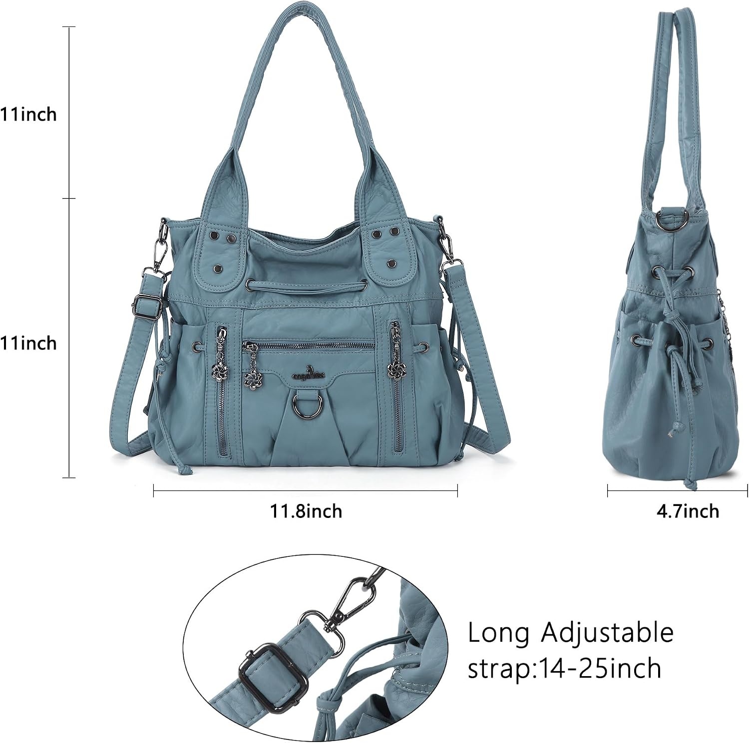image:imageAngel Kiss Hobo Bags for Women Fashion Shoulder Bag Ladies Purses and Handbags Roomy Tote Bags Purse with Crossbody StrapLblue