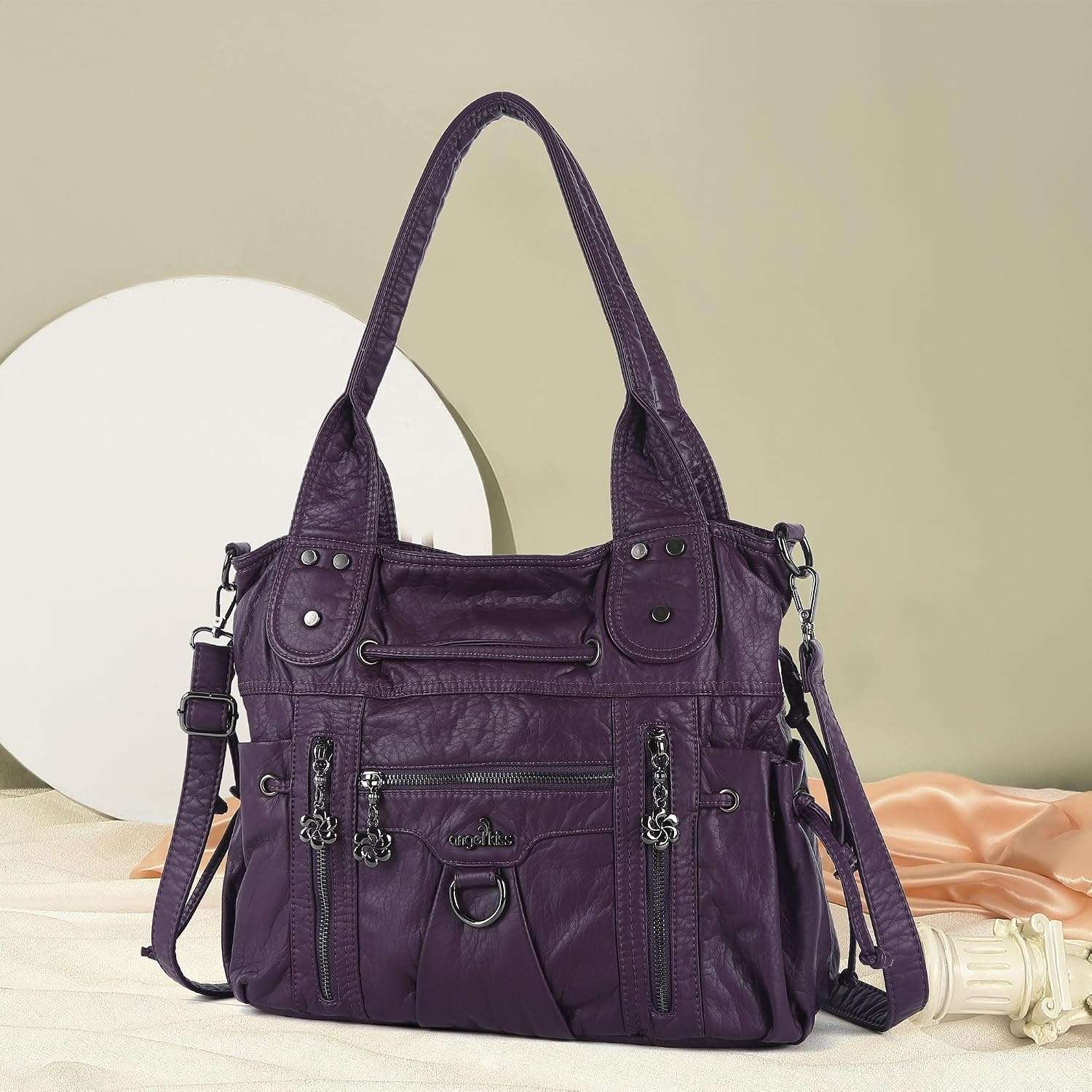 image:imageAngel Kiss Hobo Bags for Women Fashion Shoulder Bag Ladies Purses and Handbags Roomy Tote Bags Purse with Crossbody StrapPurple