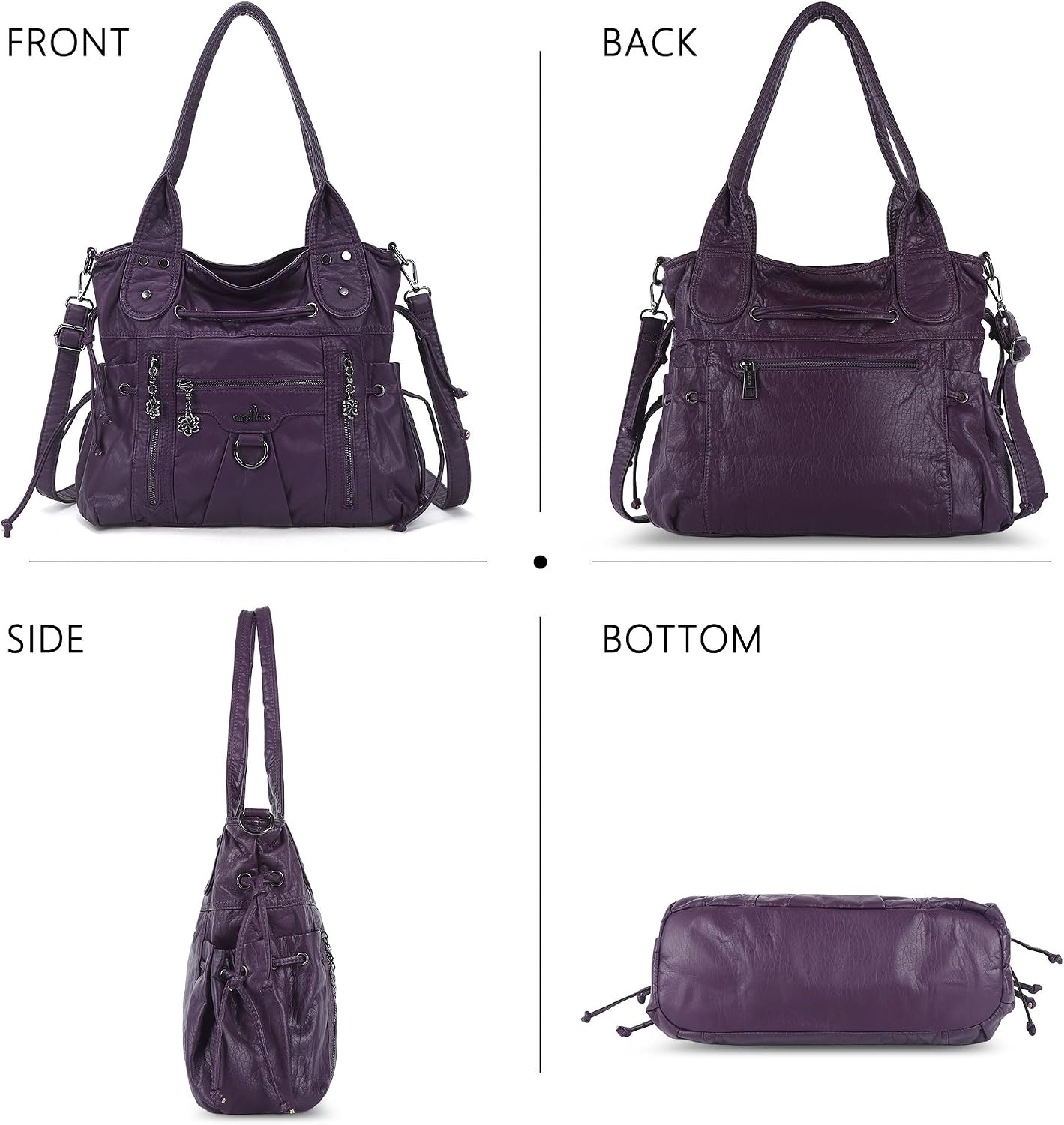 image:imageAngel Kiss Hobo Bags for Women Fashion Shoulder Bag Ladies Purses and Handbags Roomy Tote Bags Purse with Crossbody StrapPurple