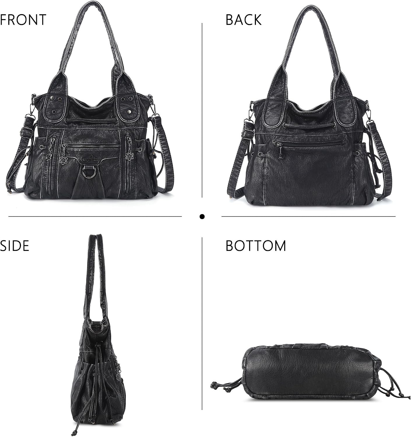 image:imageAngel Kiss Hobo Bags for Women Fashion Shoulder Bag Ladies Purses and Handbags Roomy Tote Bags Purse with Crossbody StrapSilver Black