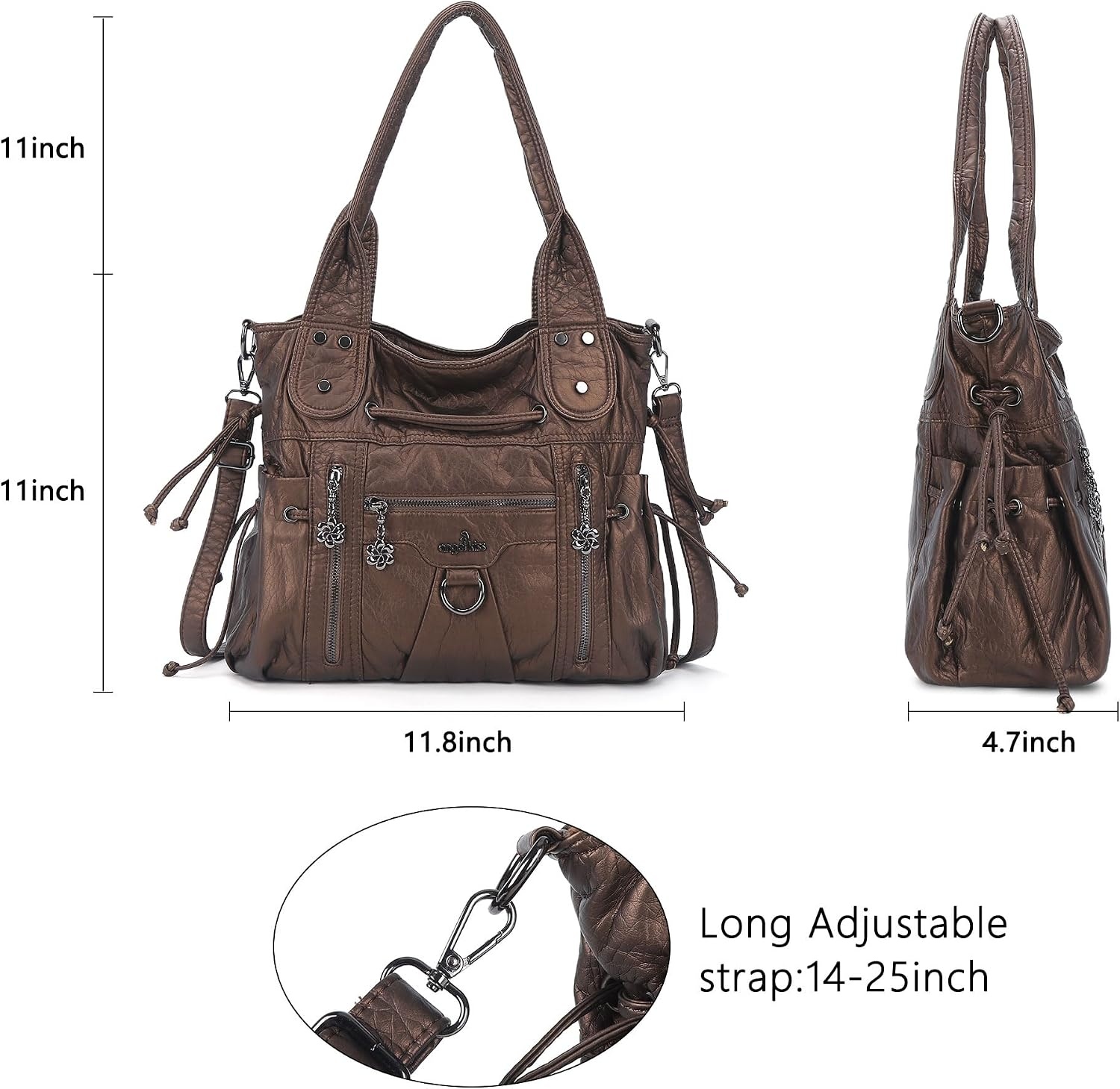 image:imageAngel Kiss Hobo Bags for Women Fashion Shoulder Bag Ladies Purses and Handbags Roomy Tote Bags Purse with Crossbody StrapTaupe