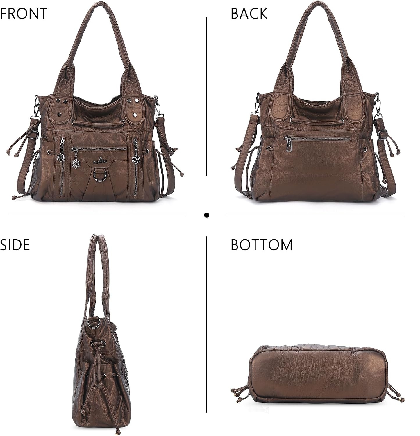 image:imageAngel Kiss Hobo Bags for Women Fashion Shoulder Bag Ladies Purses and Handbags Roomy Tote Bags Purse with Crossbody StrapTaupe
