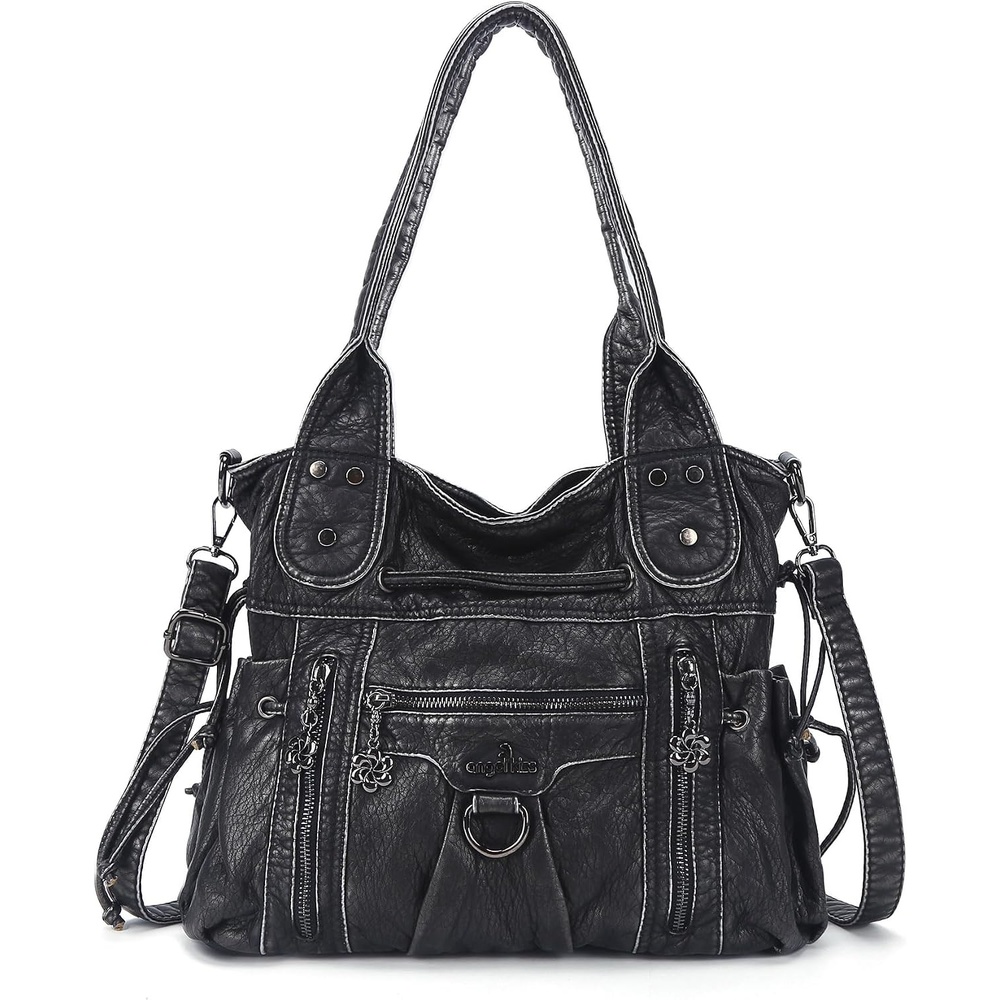 image:imageAngel Kiss Hobo Bags for Women Fashion Shoulder Bag Ladies Purses and Handbags Roomy Tote Bags Purse with Crossbody StrapSilver Black